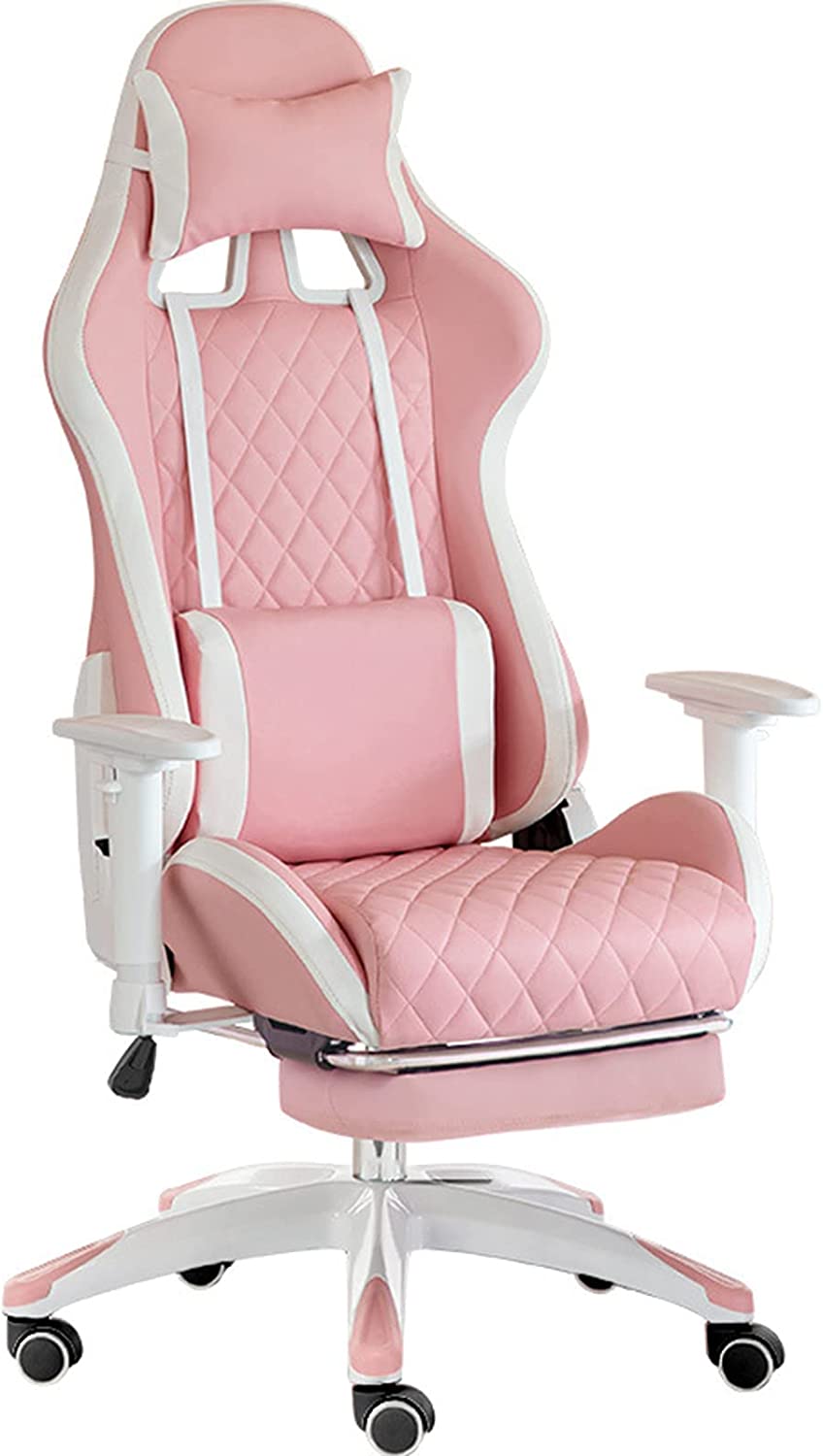 Pink PU Leather Computer Gaming Chair for Women