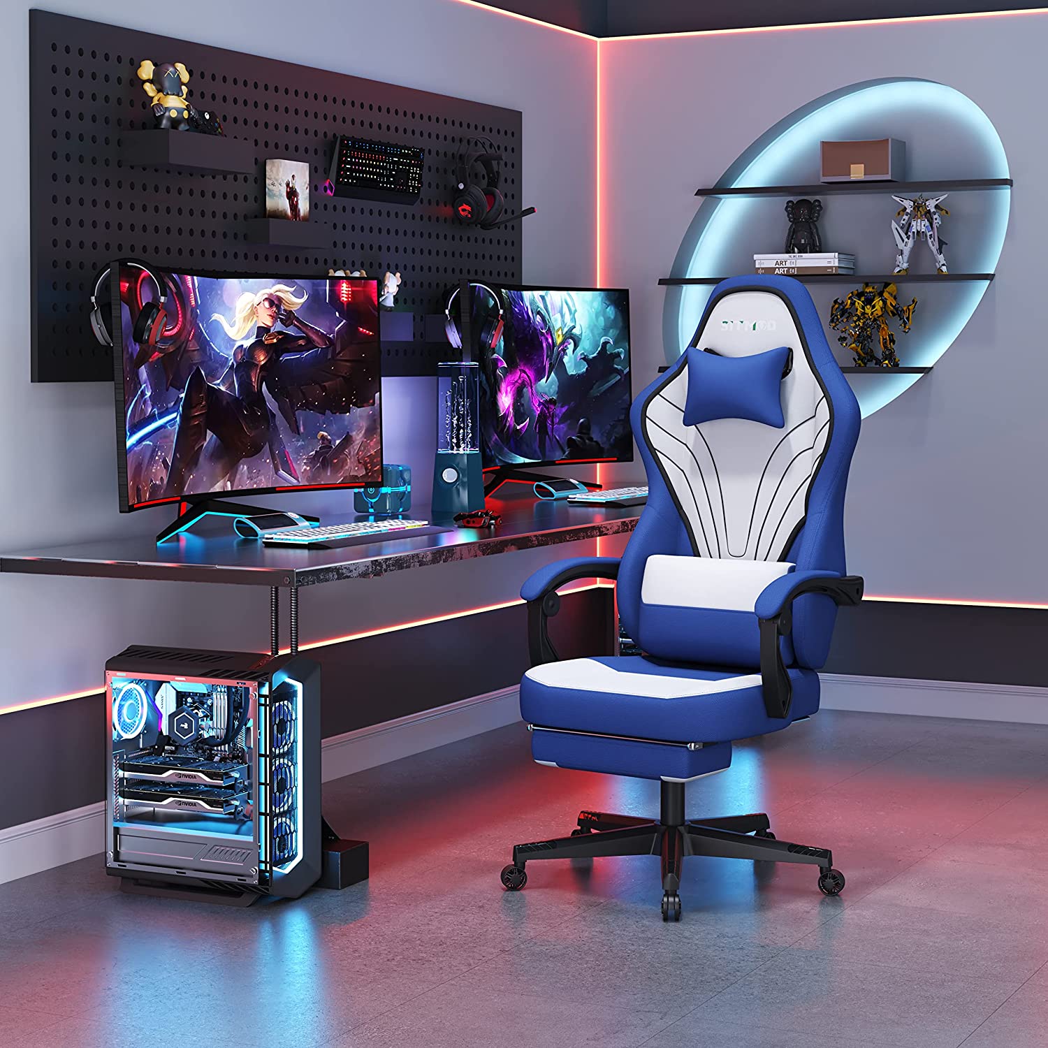 Gaming Chair with Footrest Computer