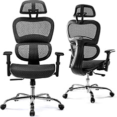 High Office Chair with Headrest, Lumbar Support