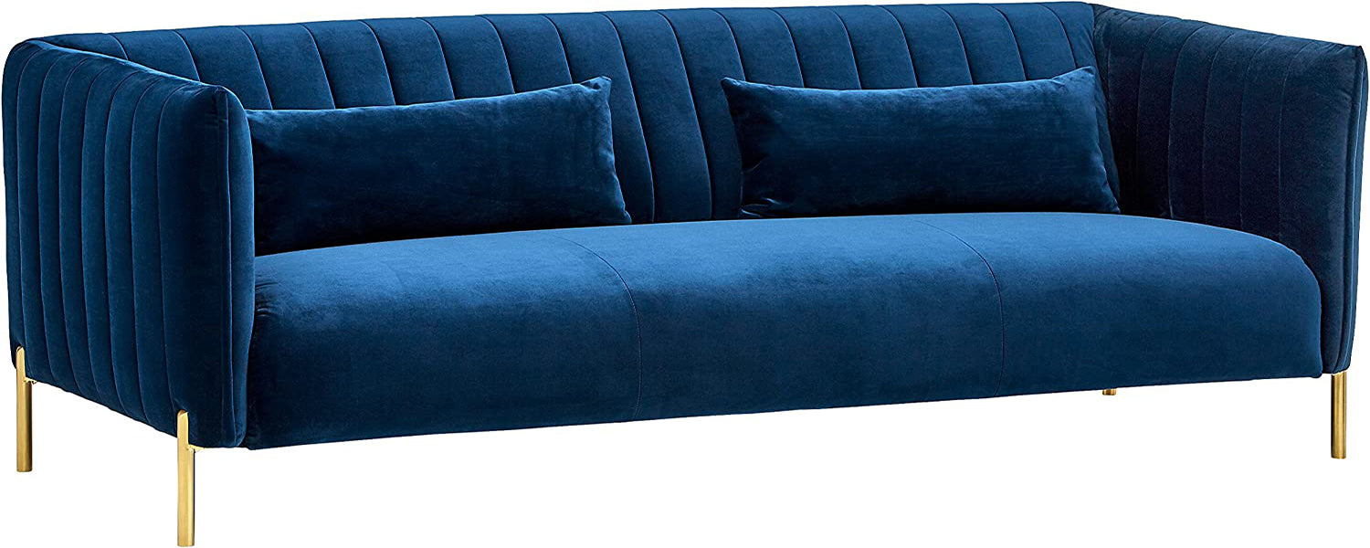 Sofa Couch, 77.5"W, Navy Blue