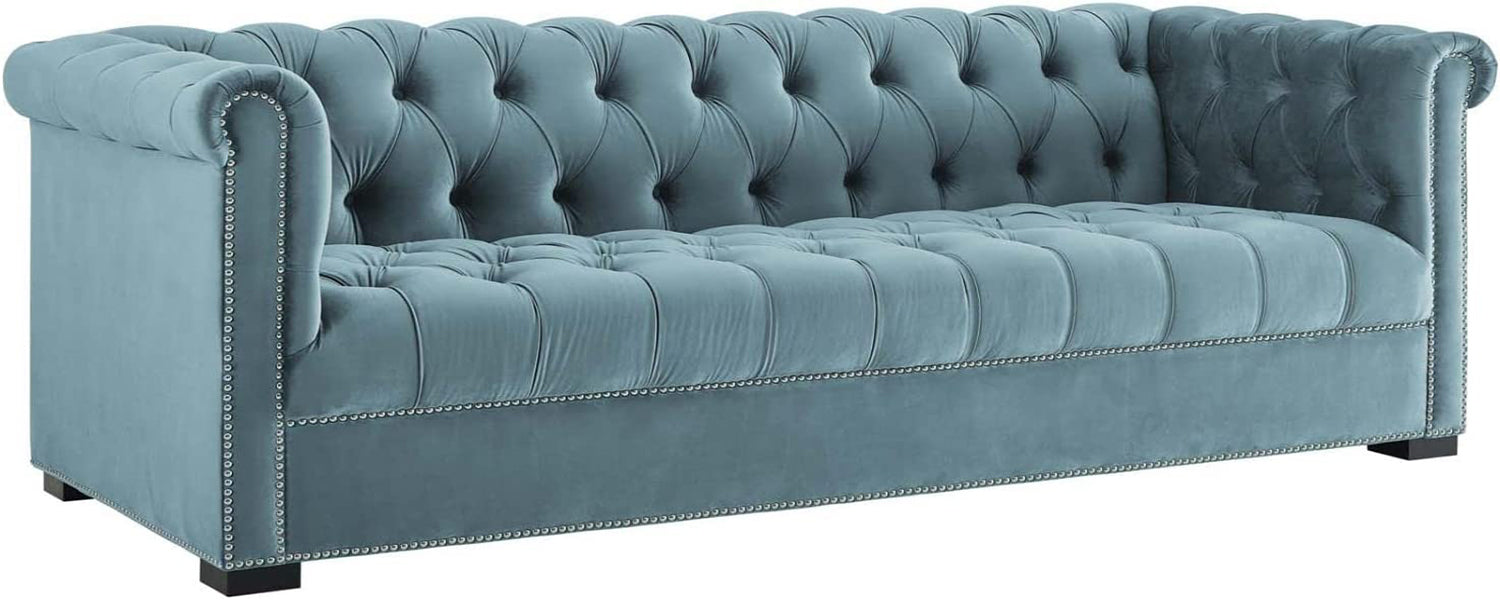 Sofa with Nailhead Trim in Sea Blue