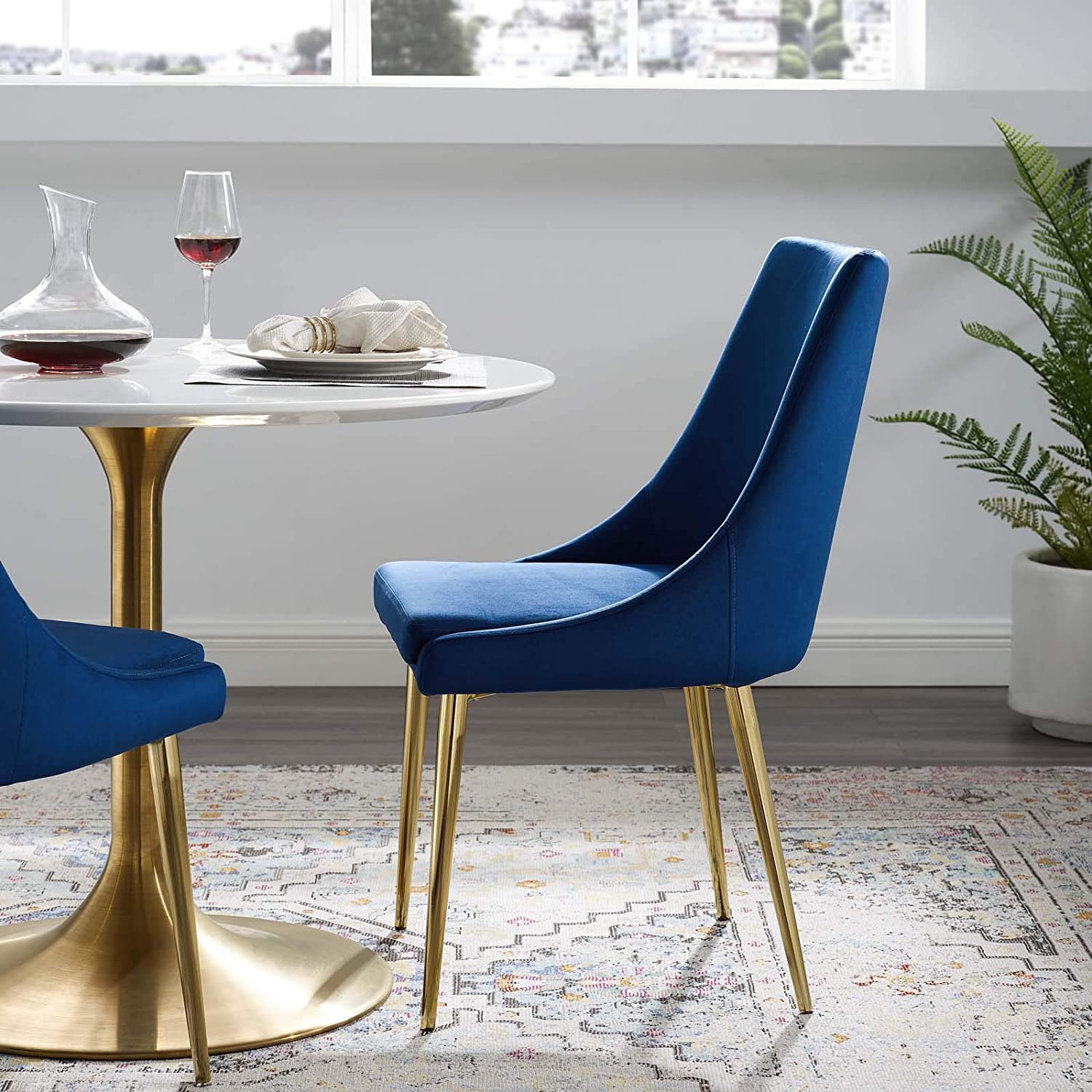Dining Side Chair with Gold Stainless
